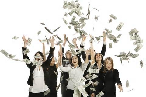 people throwing money