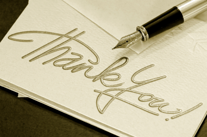 Thank you note and pen - sepia